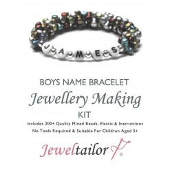 Boys Name Bracelet Jewellery Making Kit With 200+ Quality Mixed Beads, Elastic, Instructions +FREE Luxury Gift Bag~ Perfect For Parties, Indoor Craft Activities & Gifts
